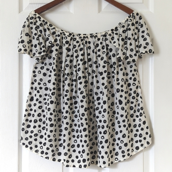 Maeve Anthropologie Garden Grove Off The Shoulder Flutter Cap Sleeve Top Ivory S - Picture 1 of 11